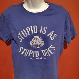 ❤️New Agenda Blue t-shirt size Large Forest Gump Stupid is as Stupid does.